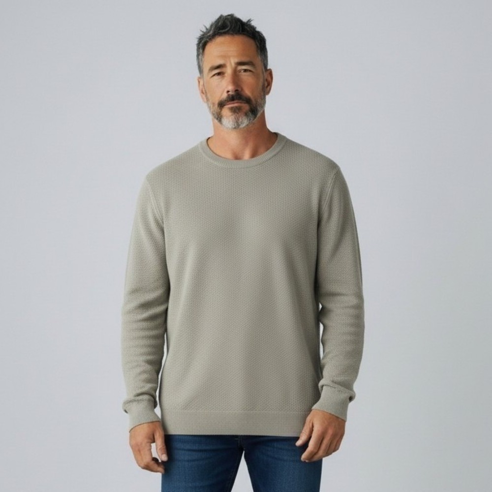 Gap Mens XXL Waffle Knit Crewneck Sweater Sage Green Cotton Blend Long Sleeve
